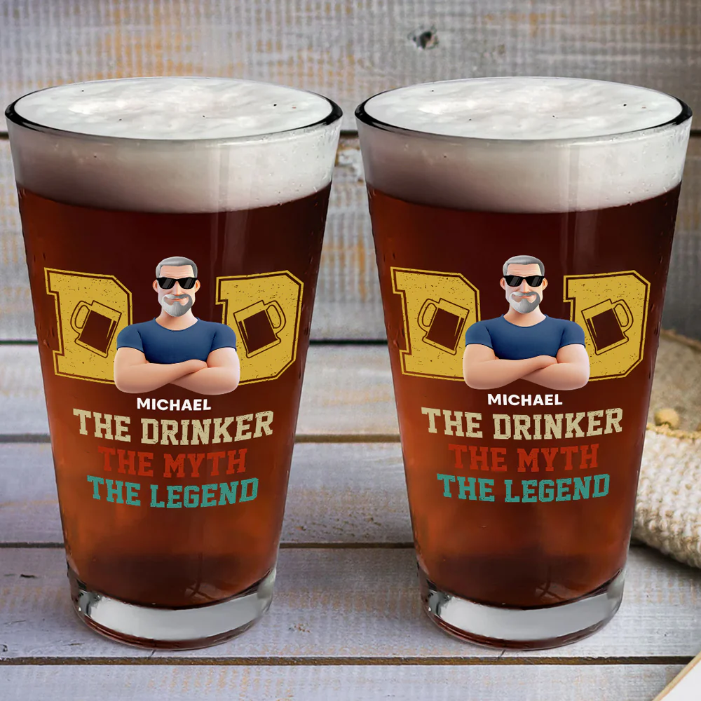 The Drinker The Myth The Legend - Personalized Custom Beer Glass - Image 2