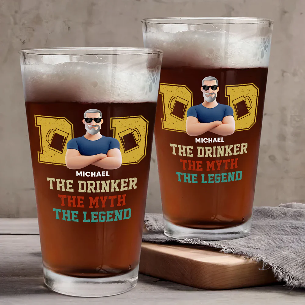 The Drinker The Myth The Legend - Personalized Custom Beer Glass - Image 3
