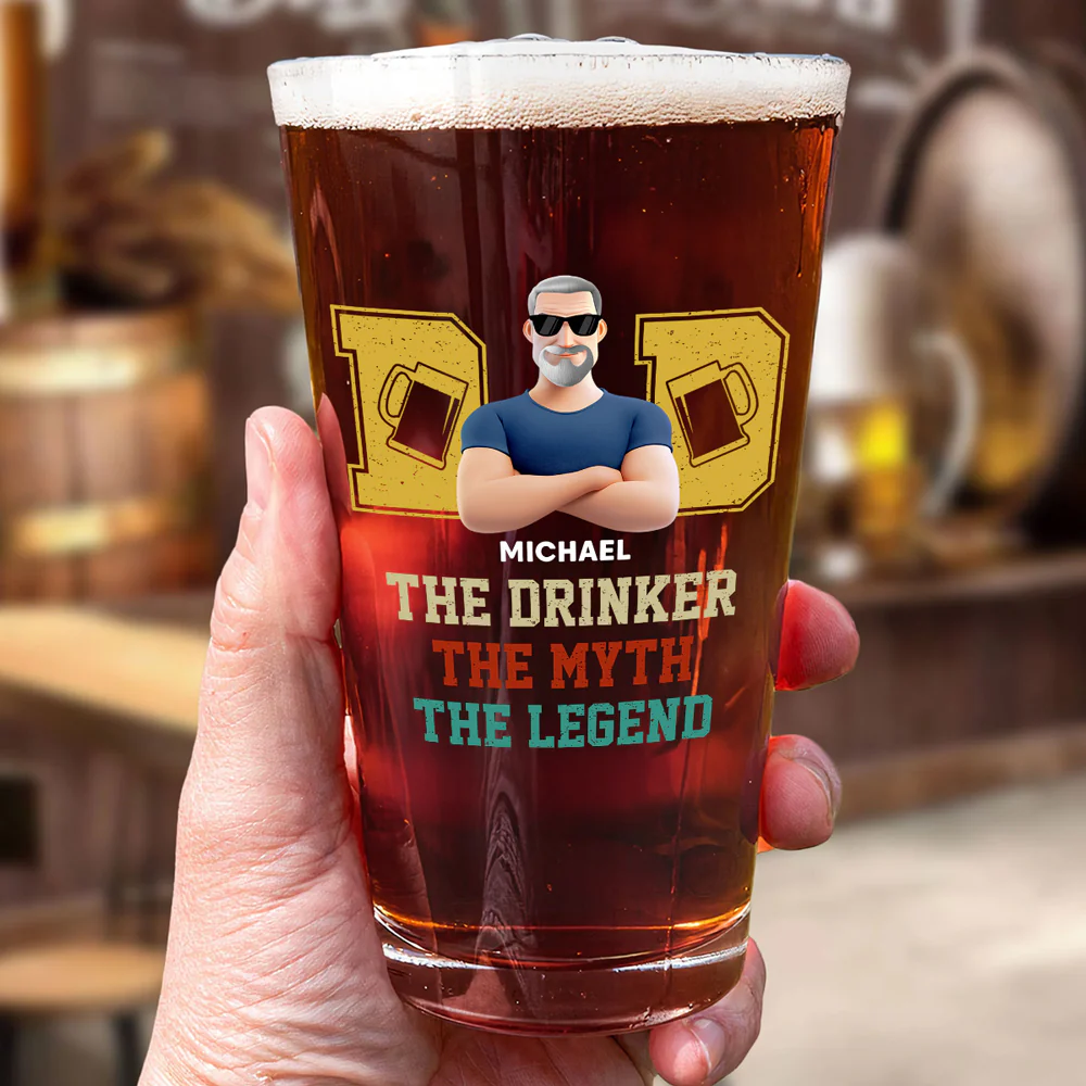 The Drinker The Myth The Legend - Personalized Custom Beer Glass - Image 5