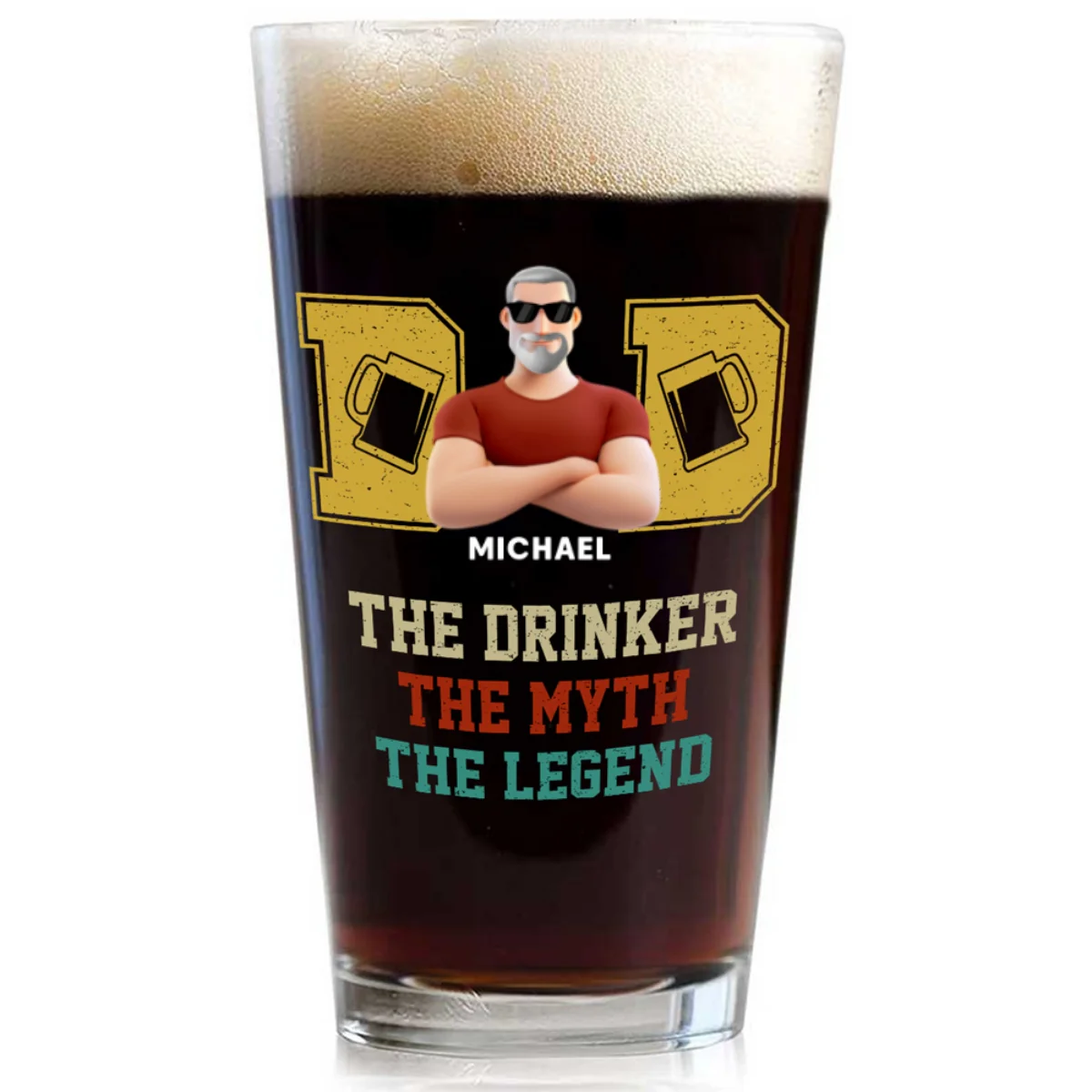 The Drinker The Myth The Legend - Personalized Custom Beer Glass - Image 8