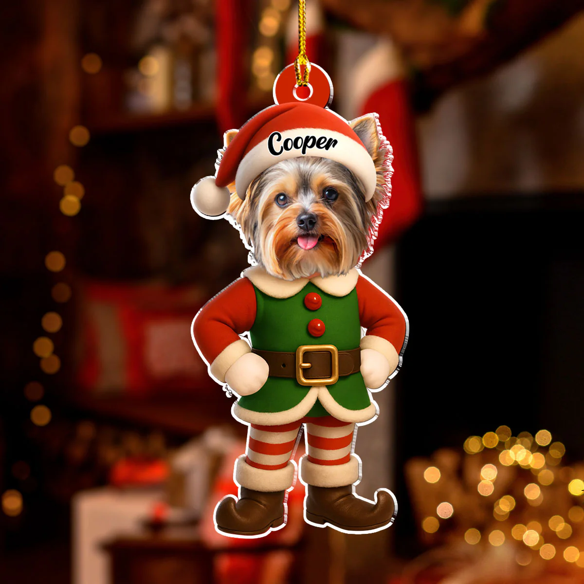 The Elf Family - Personalized Custom Acrylic Ornament - Image 2