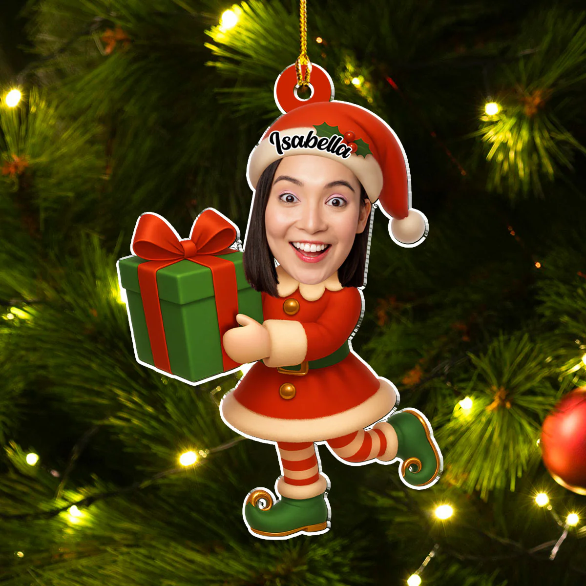The Elf Family - Personalized Custom Acrylic Ornament - Image 5