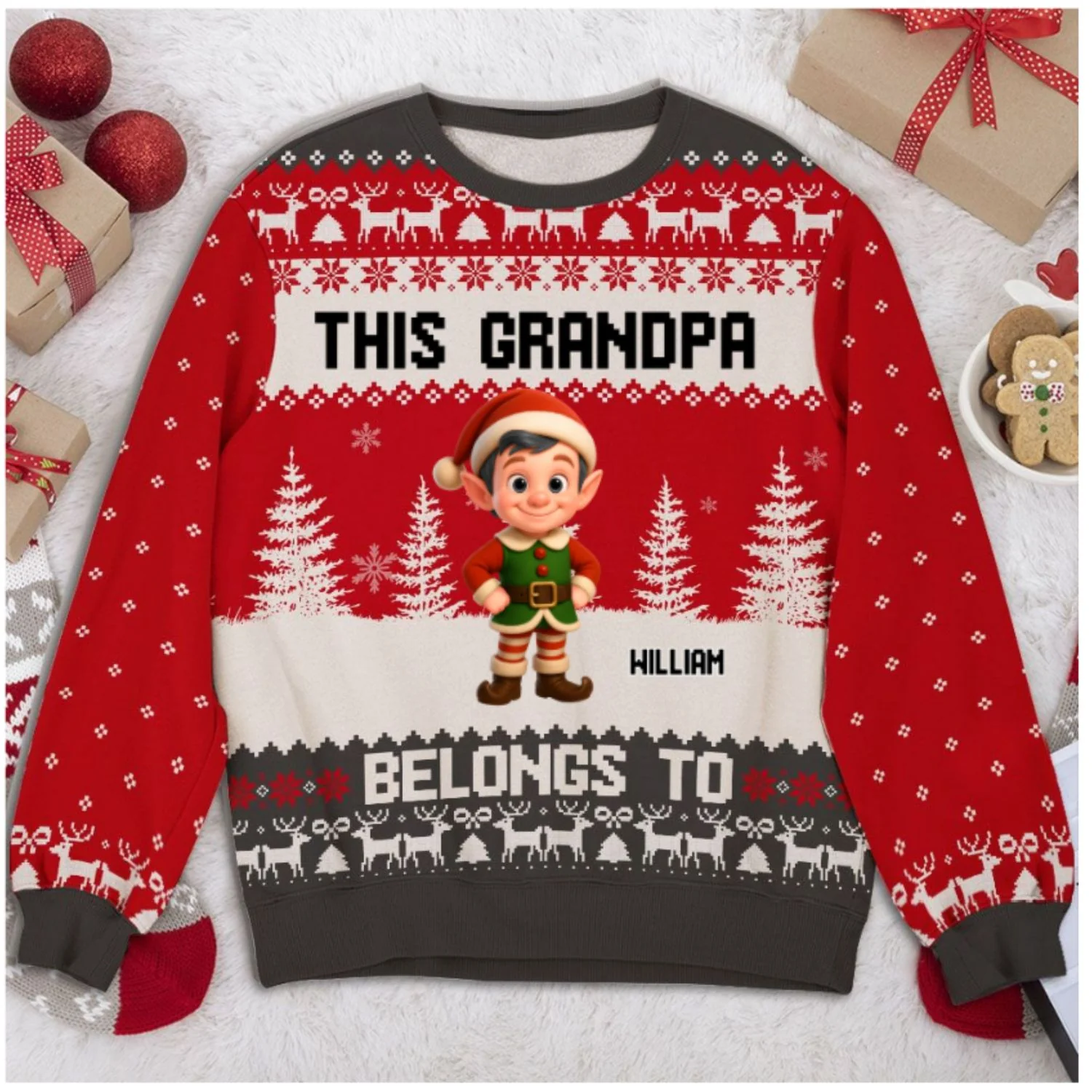 The Elf Family - Personalized Custom All-Over-Print Sweatshirt - Image 9