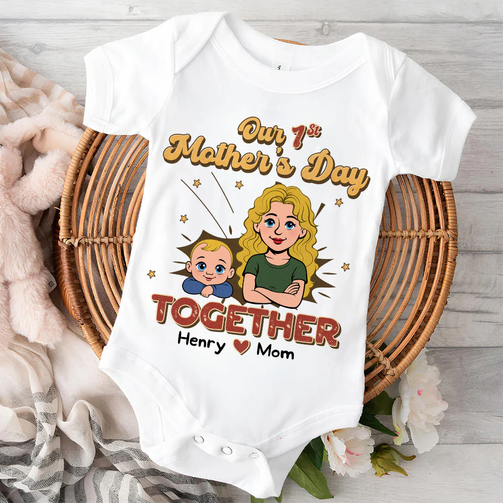 The First Mother Day Together - Personalized Custom Baby Onesie - Image 2