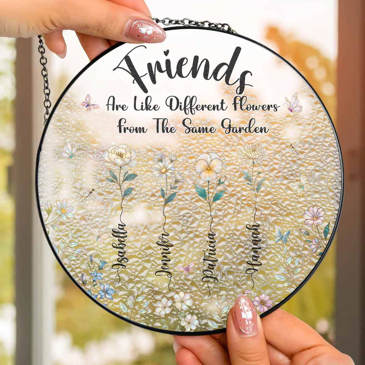 The Garden Of Besties - Personalized Custom Window Hanging Suncatcher - Image 4