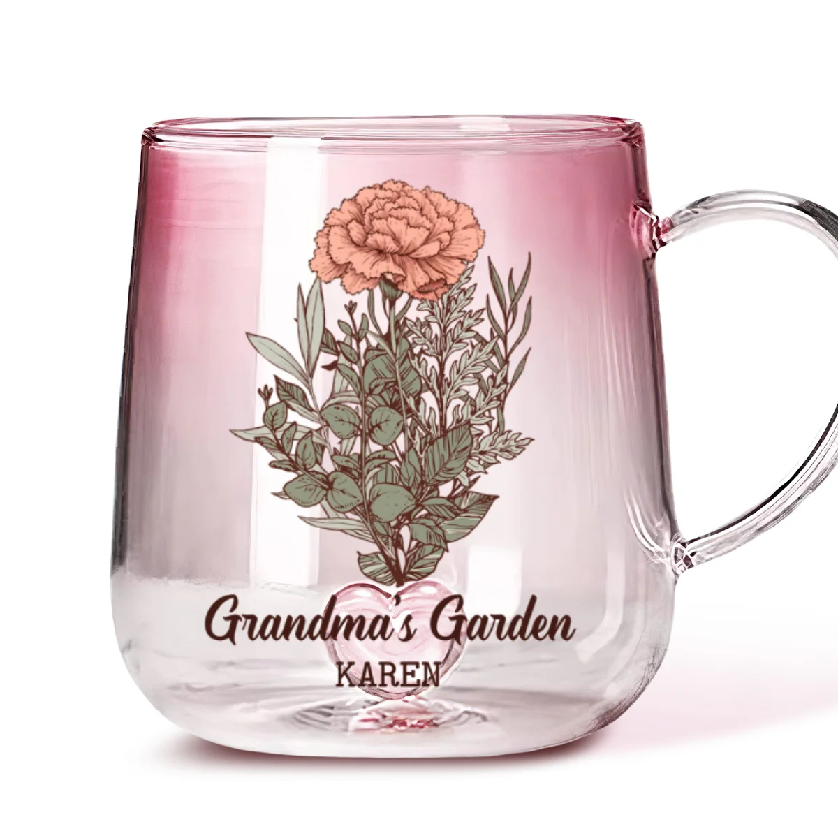 The Garden Of Grandma - Personalized Custom Pink Gradient Glass Mug - Image 7