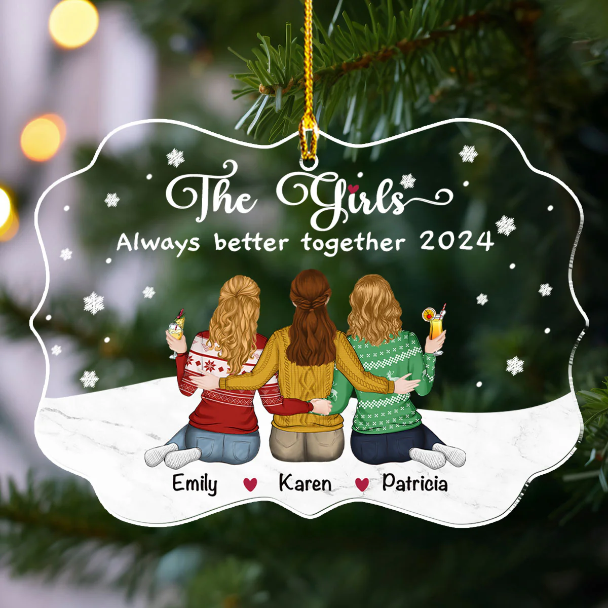 The Girls Always Better Together - Personalized Custom Acrylic Ornament - Image 3