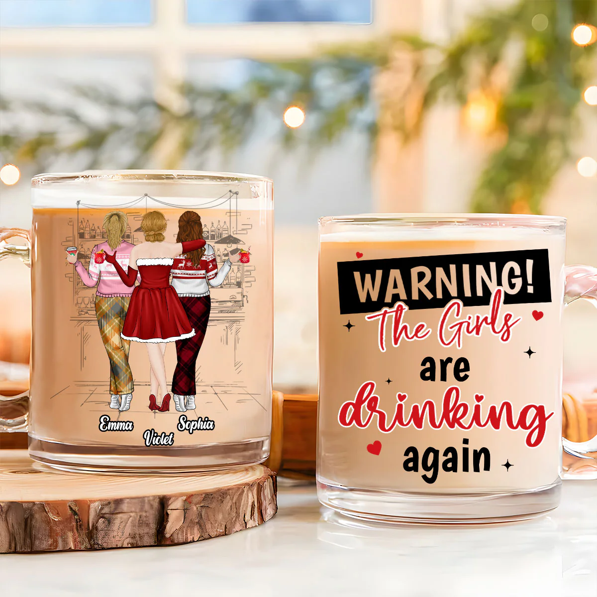 The Girls Are Drinking Again 2024 - Personalized Custom Glass Mug - Image 5