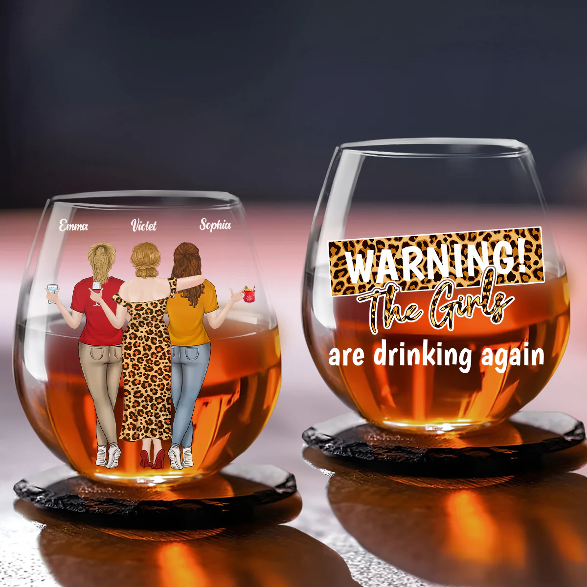 The Girls Are Drinking Again 2024 - Personalized Custom Wine Glass - Image 4