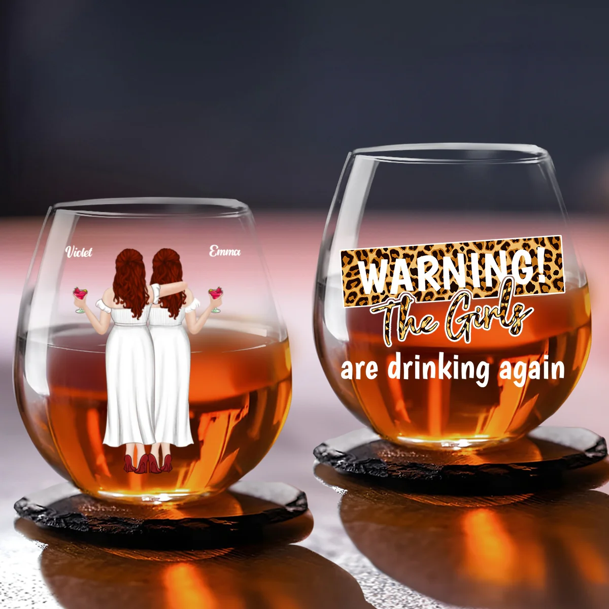 The Girls Are Drinking Again 2024 - Personalized Custom Wine Glass - Image 5