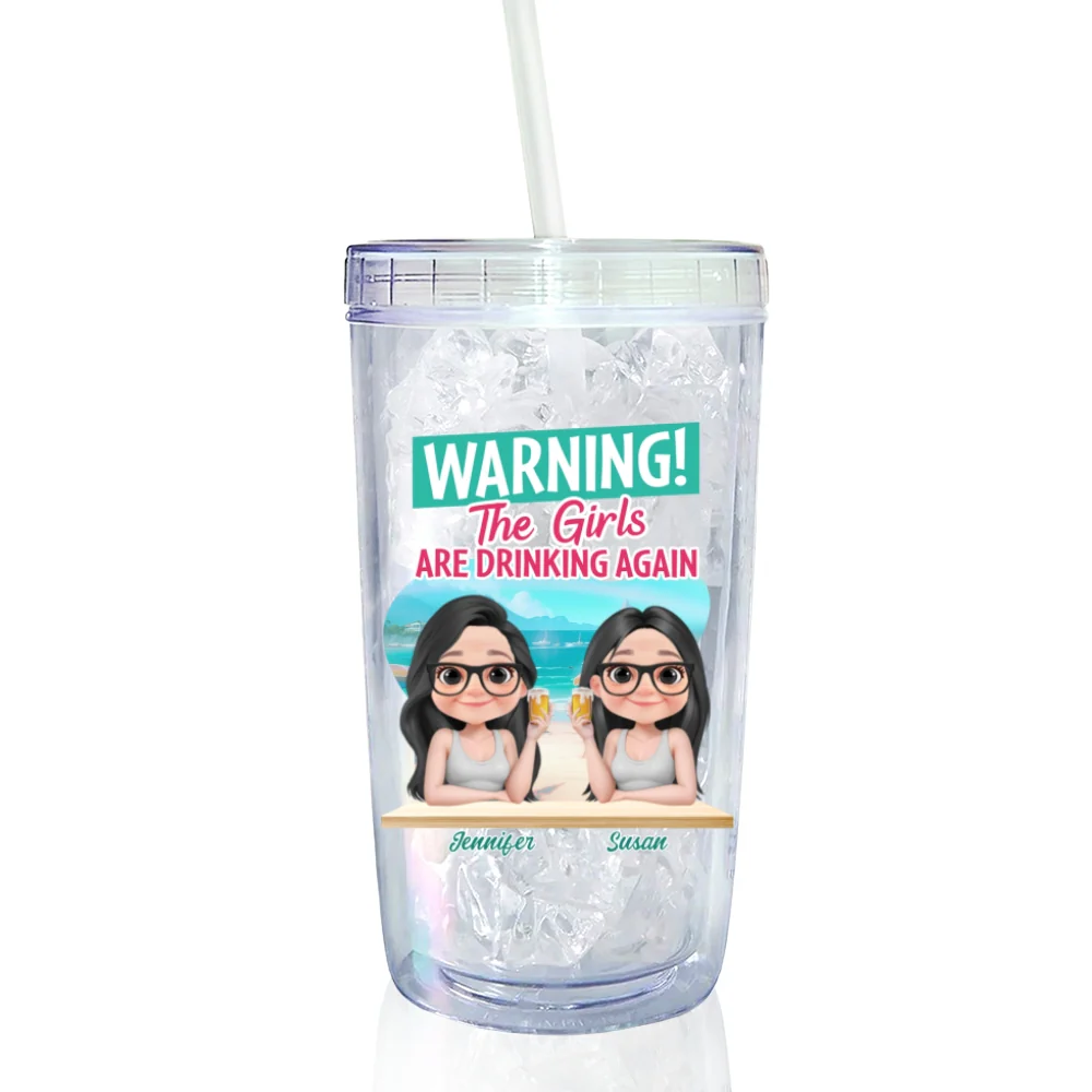 The Girls Are Drinking Again - Personalized Custom 14oz Plastic Tumbler - Image 6