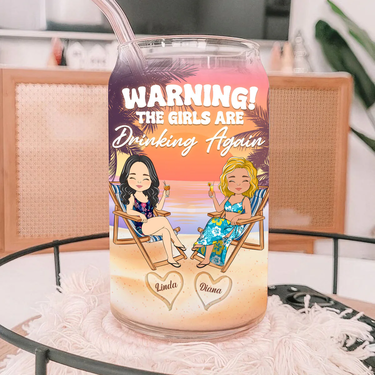 The Girls Are Drinking Again - Personalized Custom Glass Can - Image 2