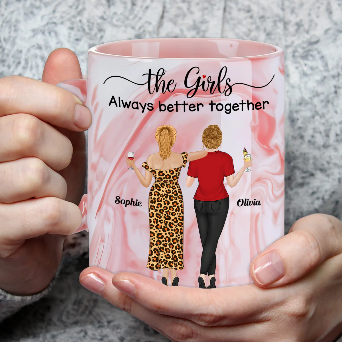 The Girls - Personalized Custom Pink Marble Mug - Image 2