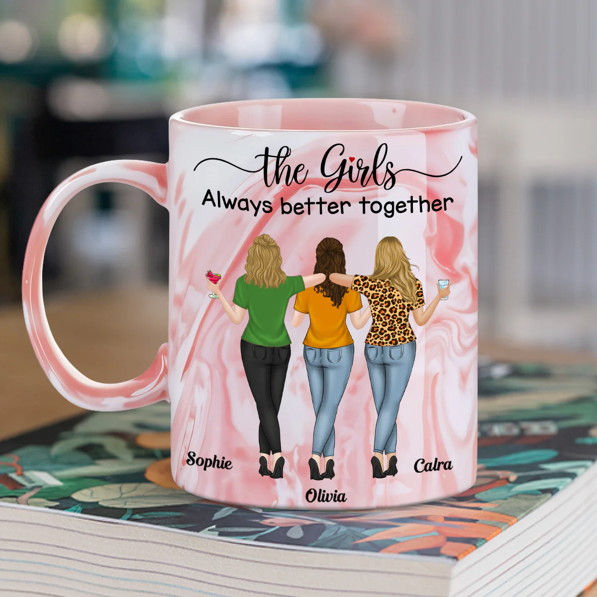 The Girls - Personalized Custom Pink Marble Mug - Image 3