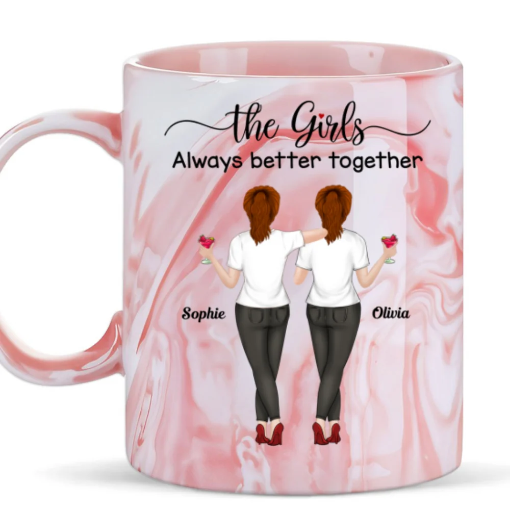 The Girls - Personalized Custom Pink Marble Mug - Image 4