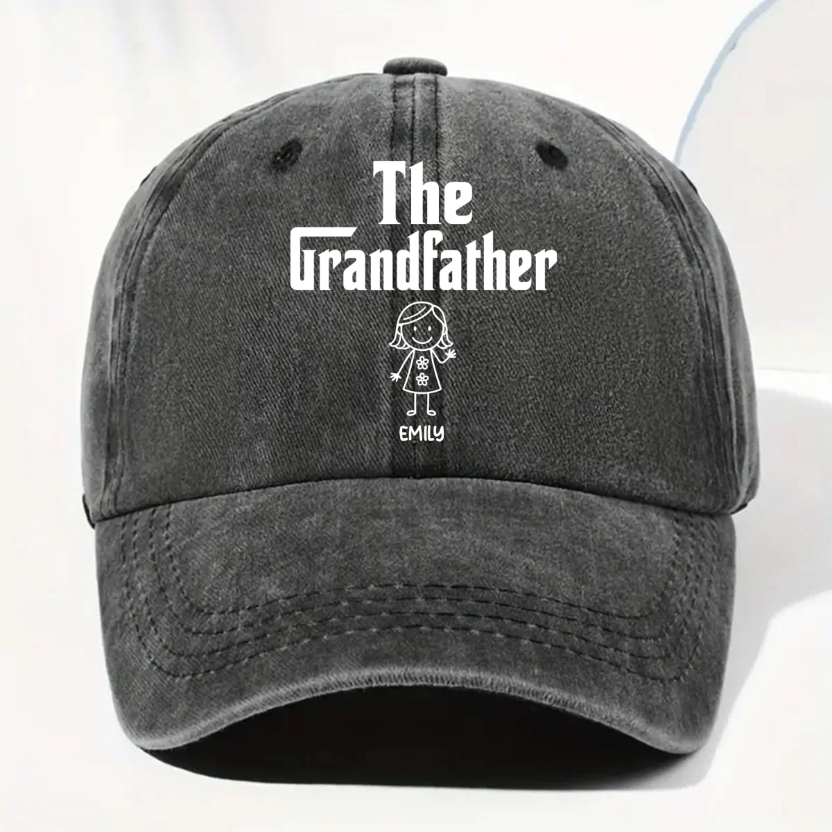 The Grandfather Version 2 - Personalized Custom Vintage Washed Denim Cap - Image 6