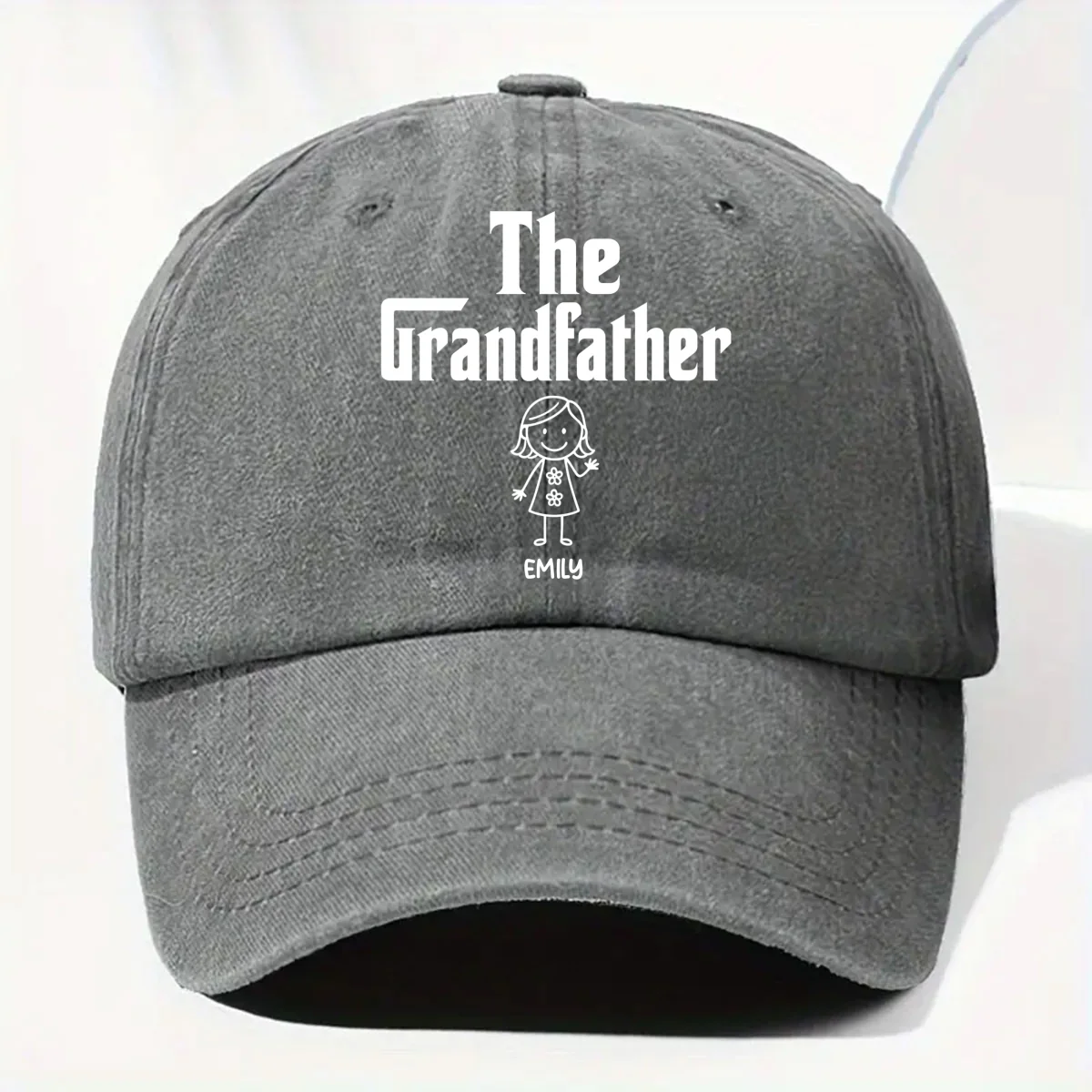 The Grandfather Version 2 - Personalized Custom Vintage Washed Denim Cap - Image 8