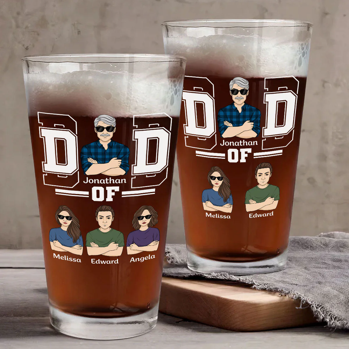 The Greatest Dad - Personalized Custom Beer Glass - Image 3