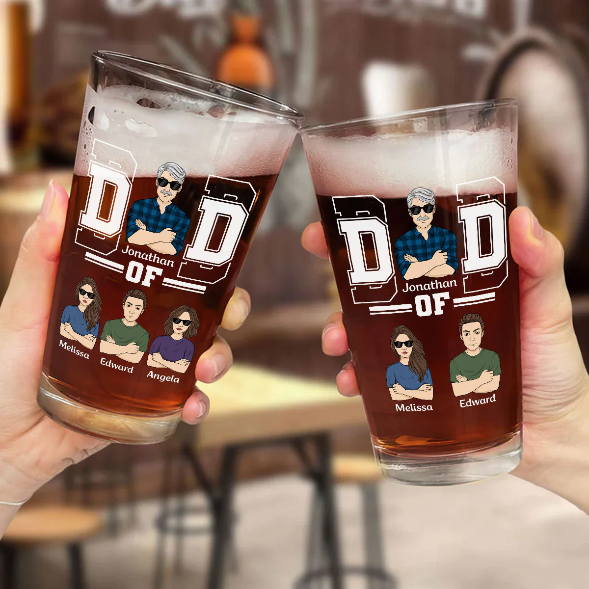The Greatest Dad - Personalized Custom Beer Glass - Image 4