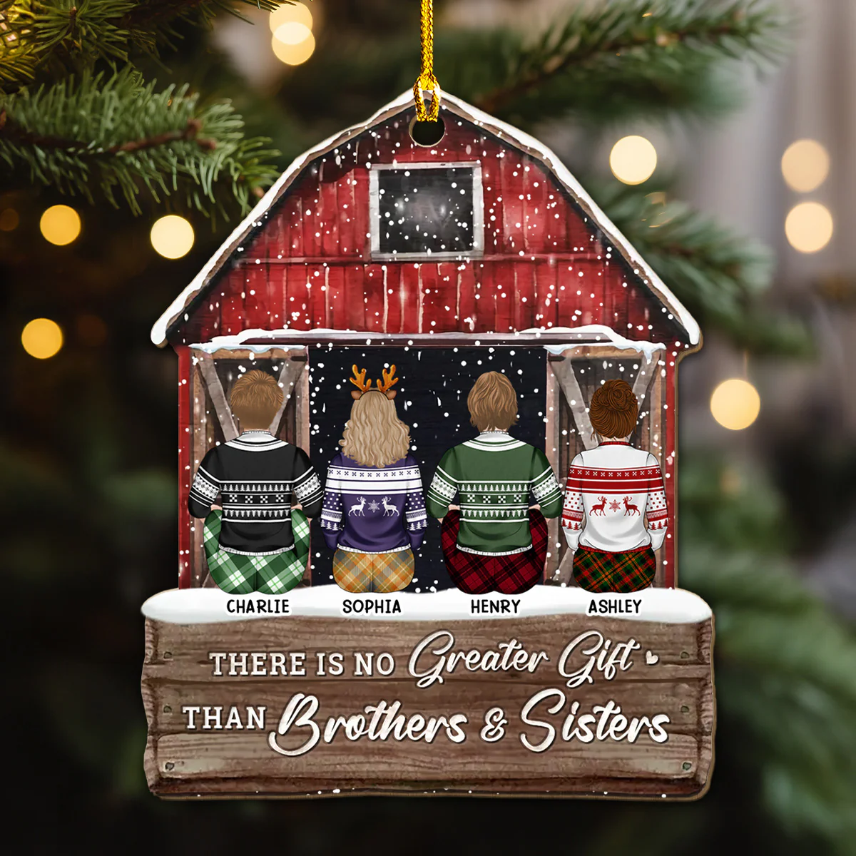 The Greatest Gift Is Family - Personalized Custom Wood Ornament - Image 2