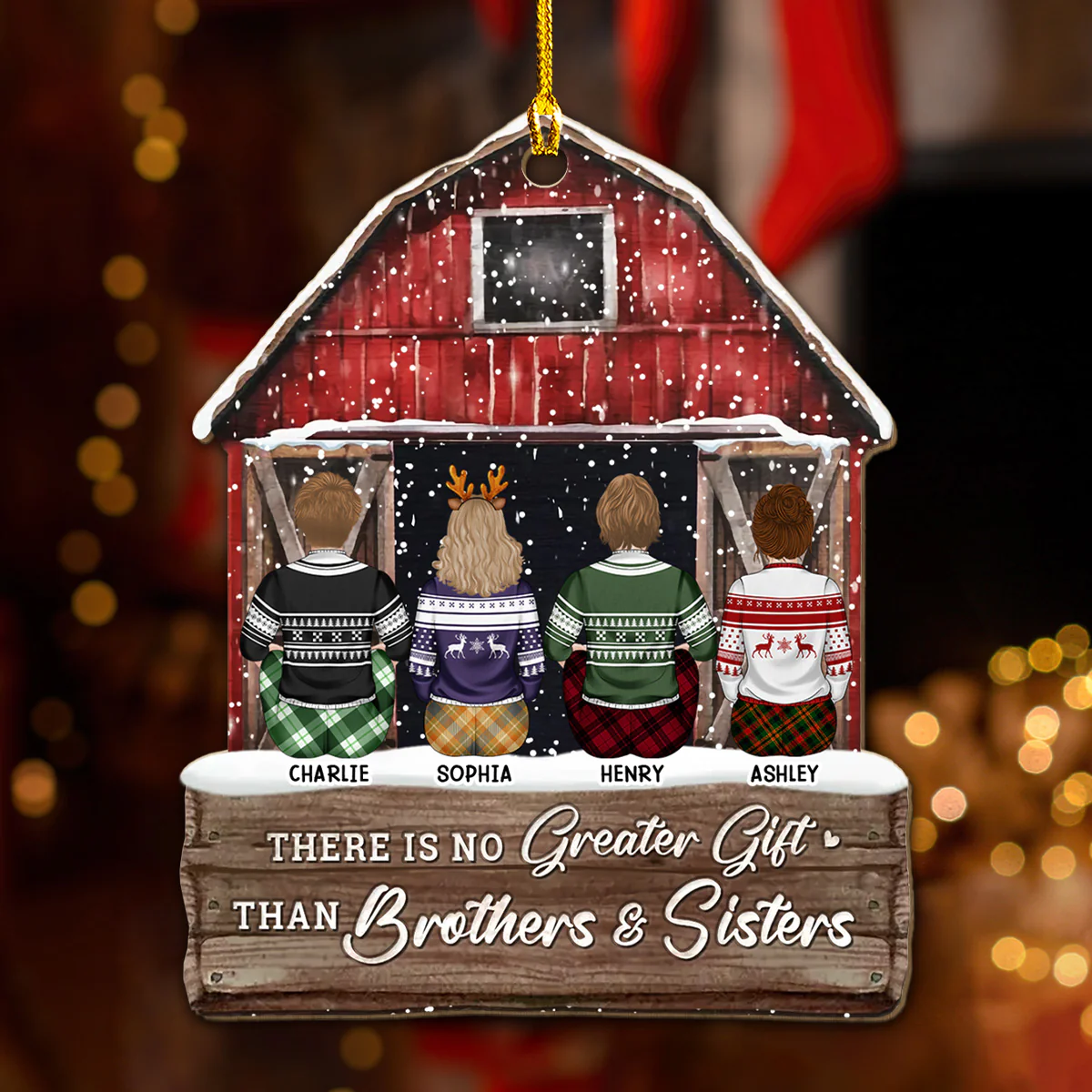 The Greatest Gift Is Family - Personalized Custom Wood Ornament - Image 3