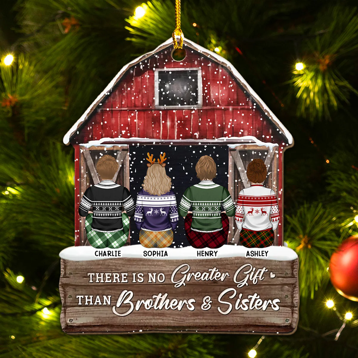 The Greatest Gift Is Family - Personalized Custom Wood Ornament - Image 4