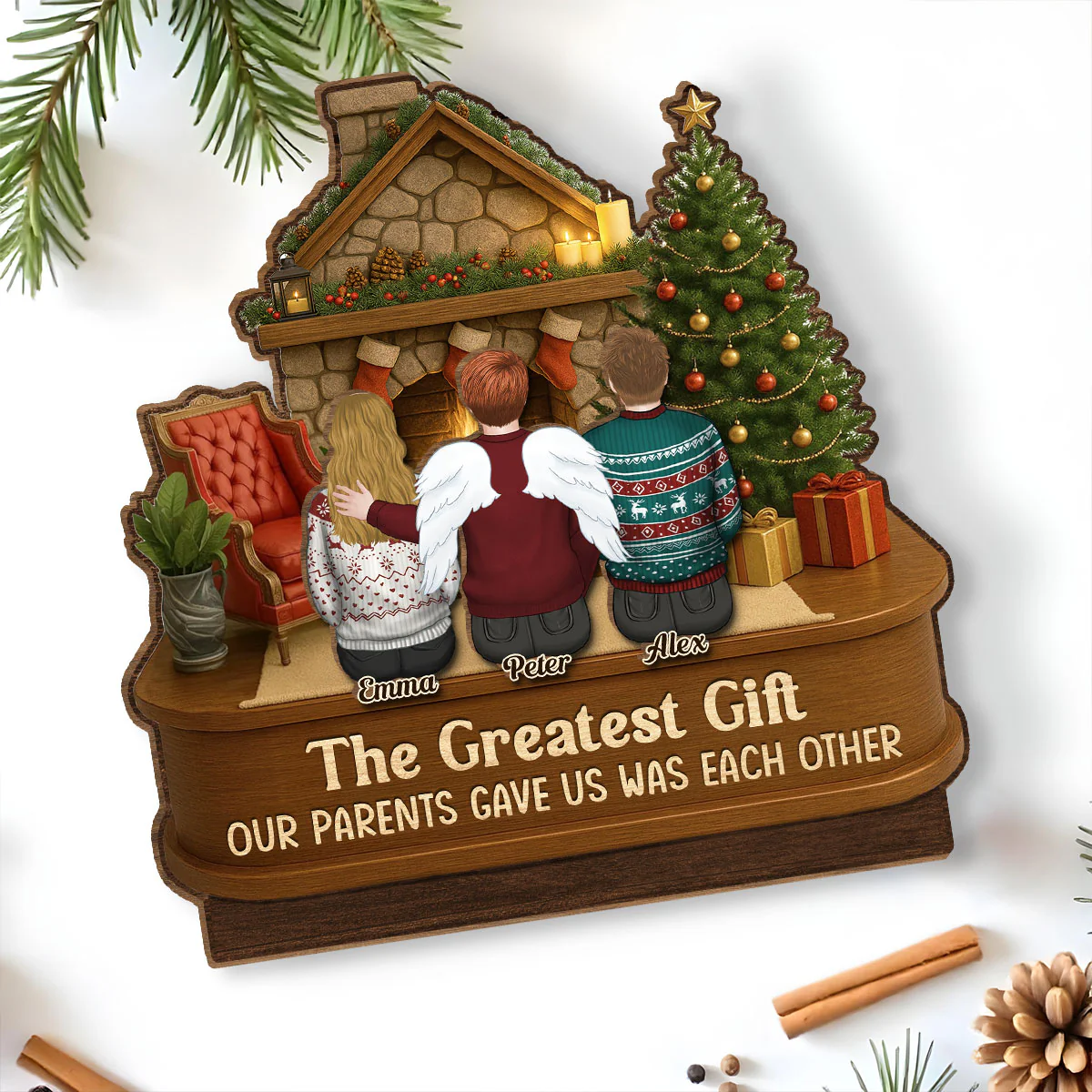 The Greatest Gift - Personalized Custom 2-Layer Wood Plaque With Flat Base - Image 3