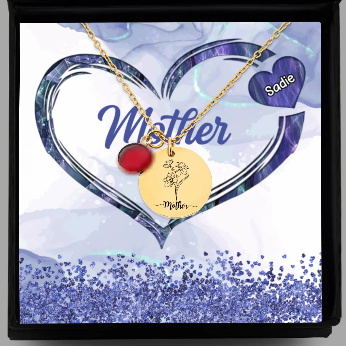 The Heart Of Family - Personalized Custom Birthstone Necklace With Message Card - Image 10