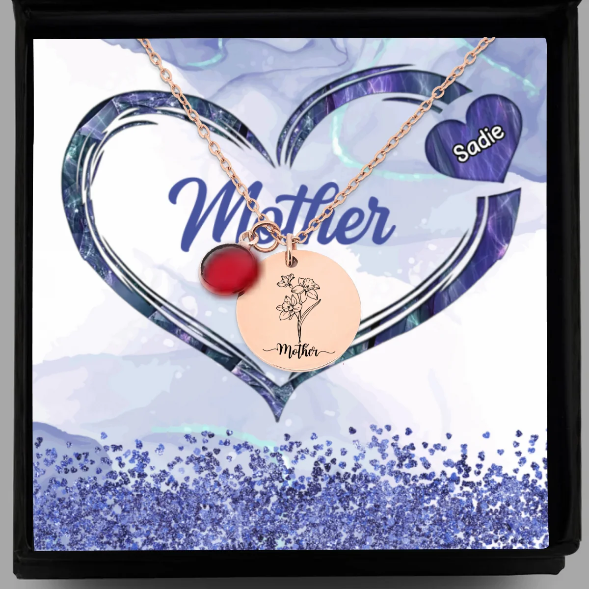 The Heart Of Family - Personalized Custom Birthstone Necklace With Message Card - Image 11