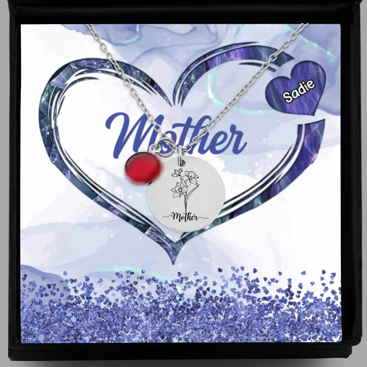 The Heart Of Family - Personalized Custom Birthstone Necklace With Message Card - Image 9