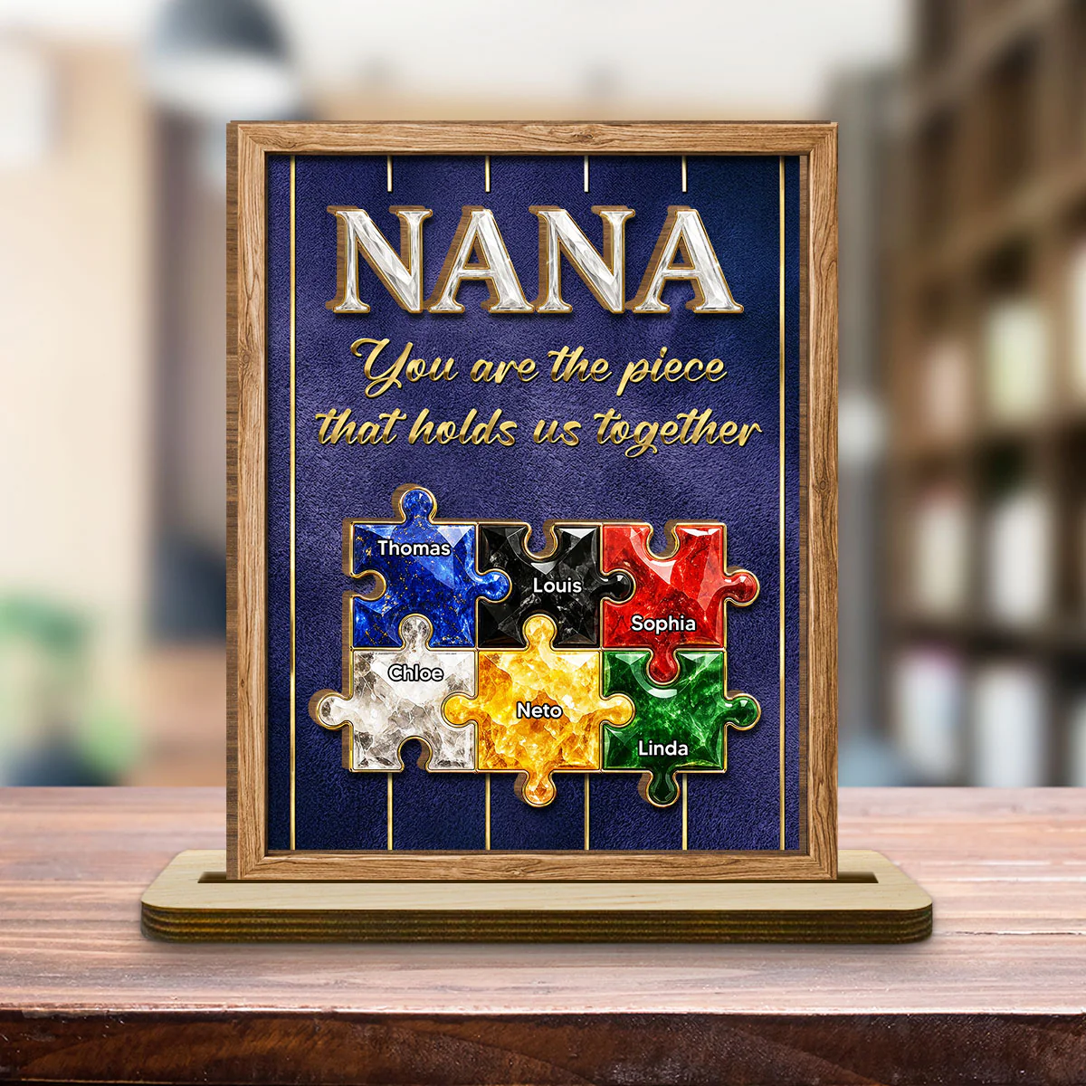 The Heart Of Our Family - Personalized Custom 2-Layer Wood Plaque With Flat Base - Image 4