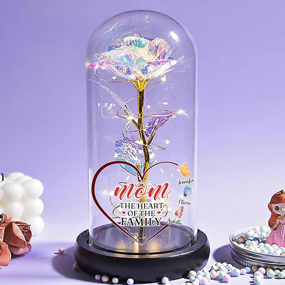 The Heart Of The Family - Personalized Custom Sparkly Rose - Image 3