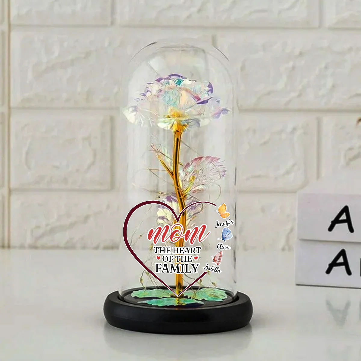 The Heart Of The Family - Personalized Custom Sparkly Rose - Image 4