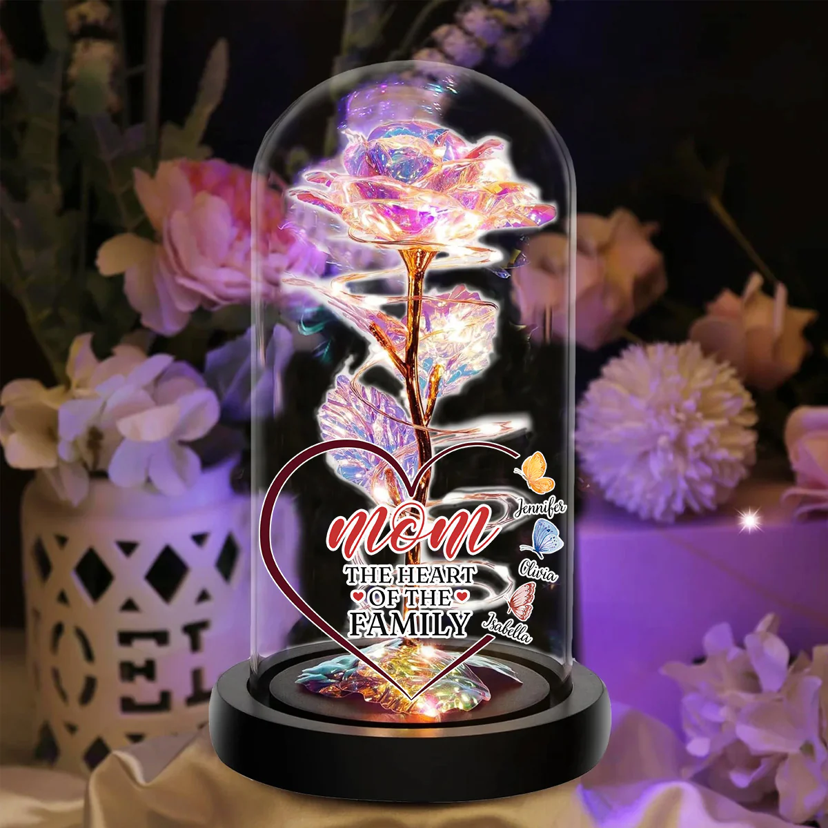 The Heart Of The Family - Personalized Custom Sparkly Rose - Image 5