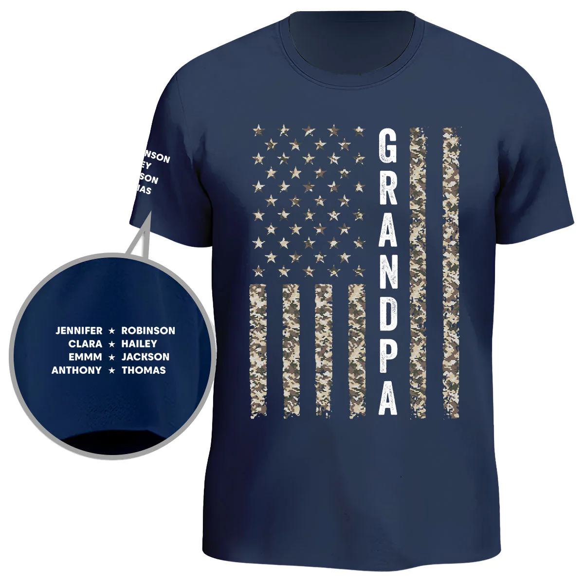 The Legend Daddy Papa - Personalized Custom Shirt With Design On Sleeve - Image 2