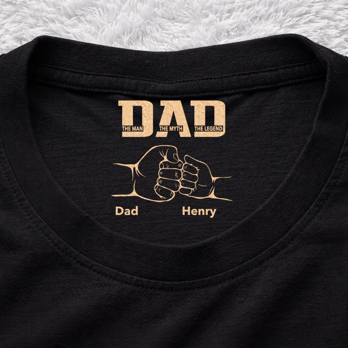 The Legend Fist Bump - Personalized Custom Inside Neck Print T-Shirt - Image 7