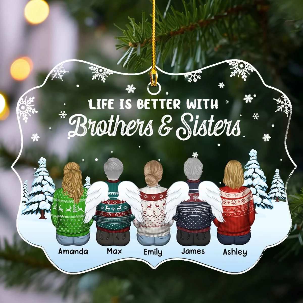 The Love Between Brothers And Sisters Is Forever - Personalized Custom Acrylic Ornament - Image 3
