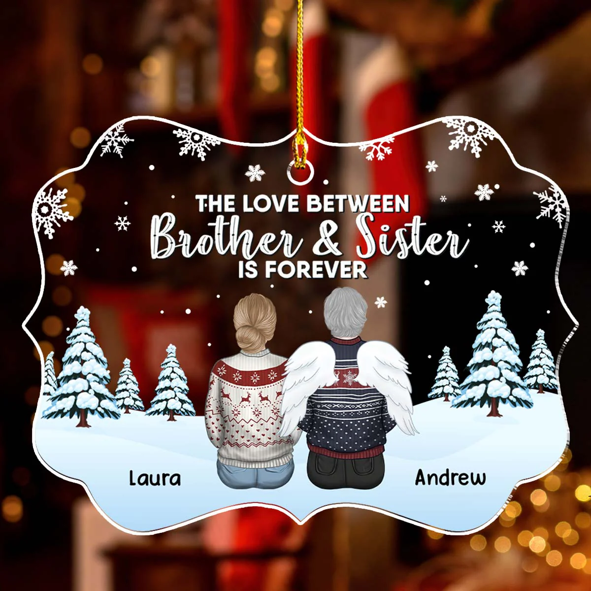 The Love Between Brothers And Sisters Is Forever - Personalized Custom Acrylic Ornament - Image 5