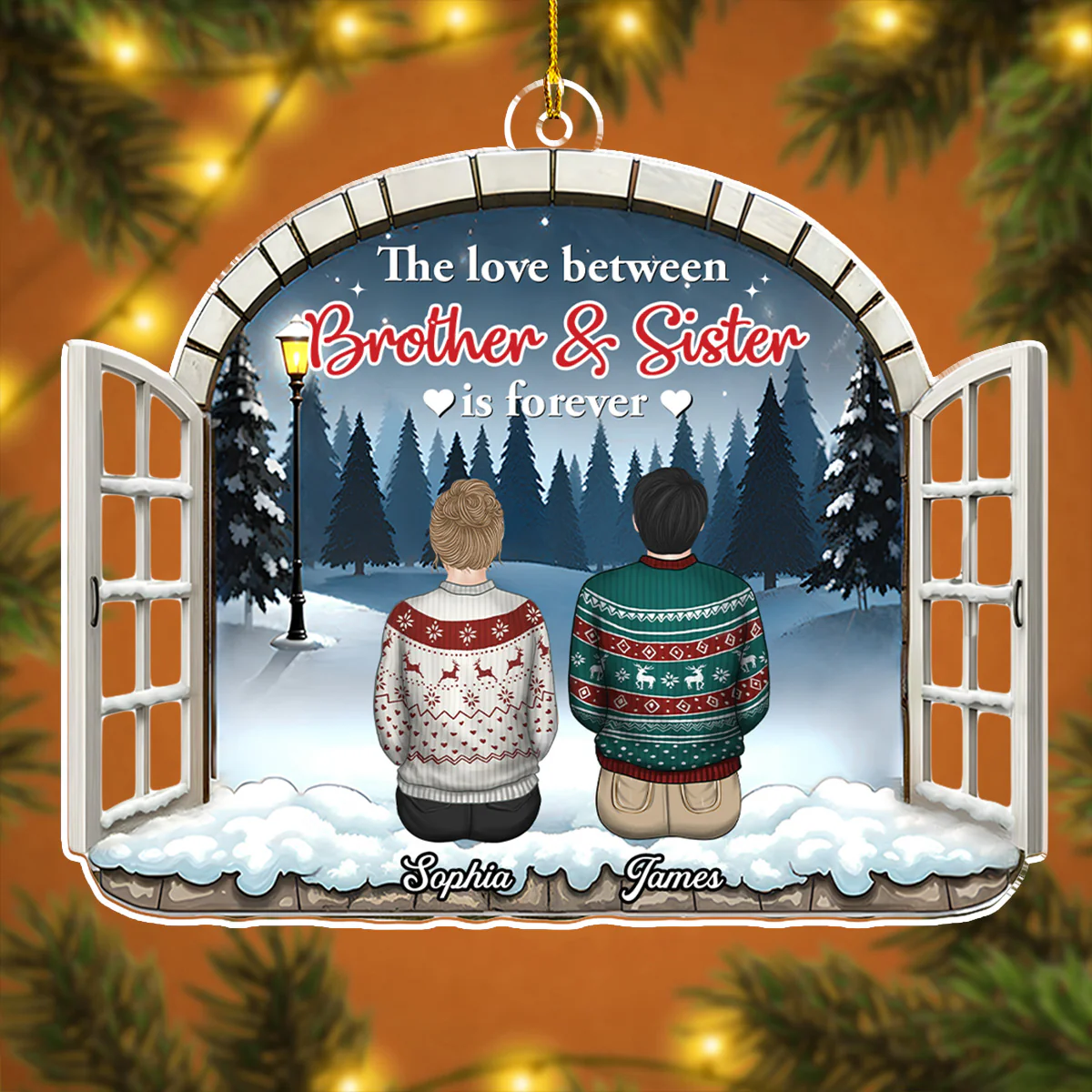 The Love Between Brothers Sisters Is Forever - Personalized Custom Acrylic Ornament - Image 4