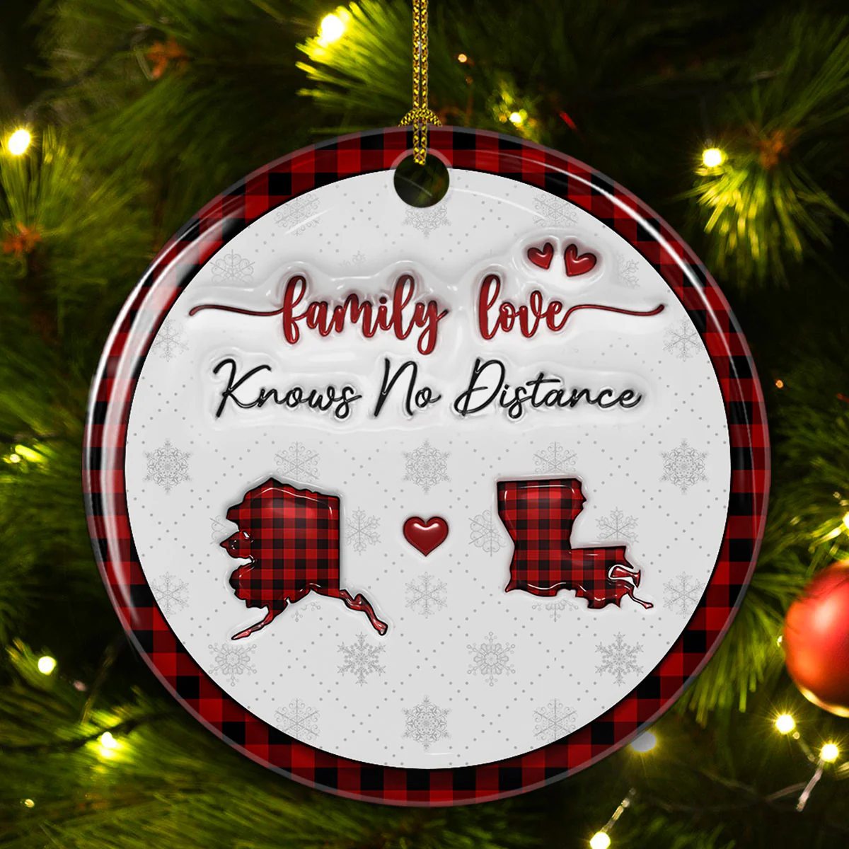 The Love Between Family Knows No Distance - Personalized Custom 3D Inflated Effect Ceramic Ornament - Image 2