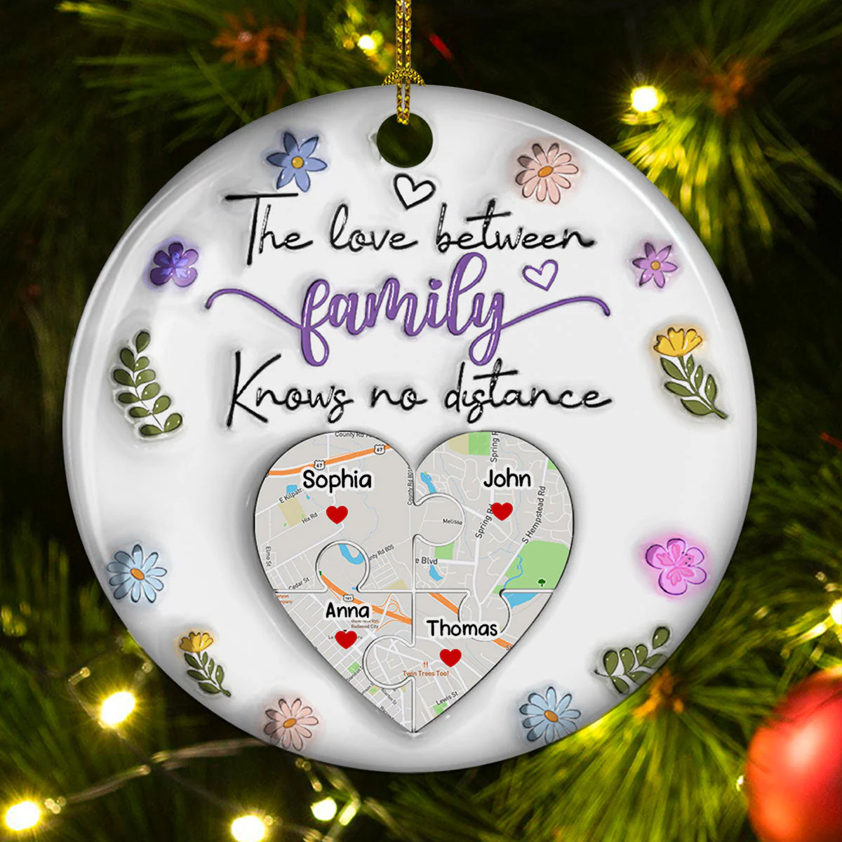 The Love Between Family Knows No Distance - Personalized Custom 3D Inflated Effect Ceramic Ornament - Image 4