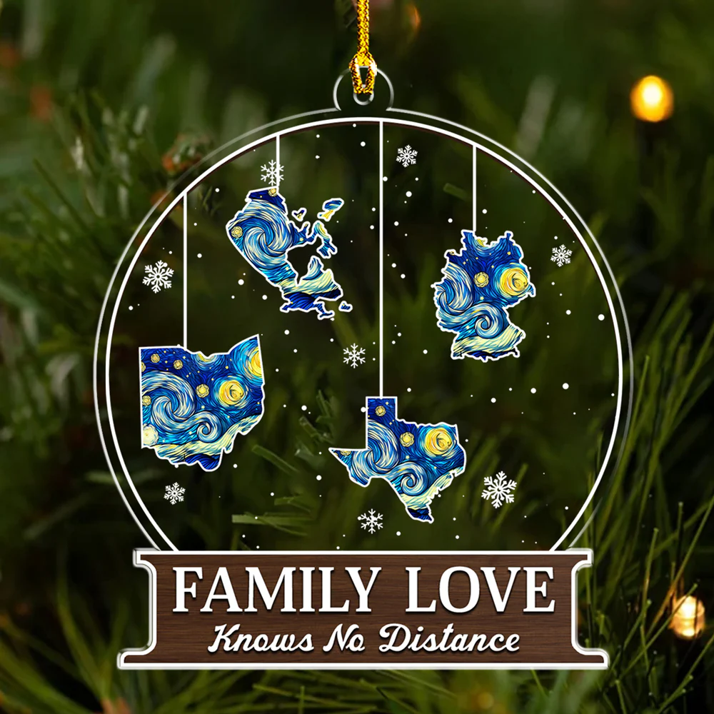 The Love Between Family Knows No Distance - Personalized Custom Acrylic Ornament - Image 3