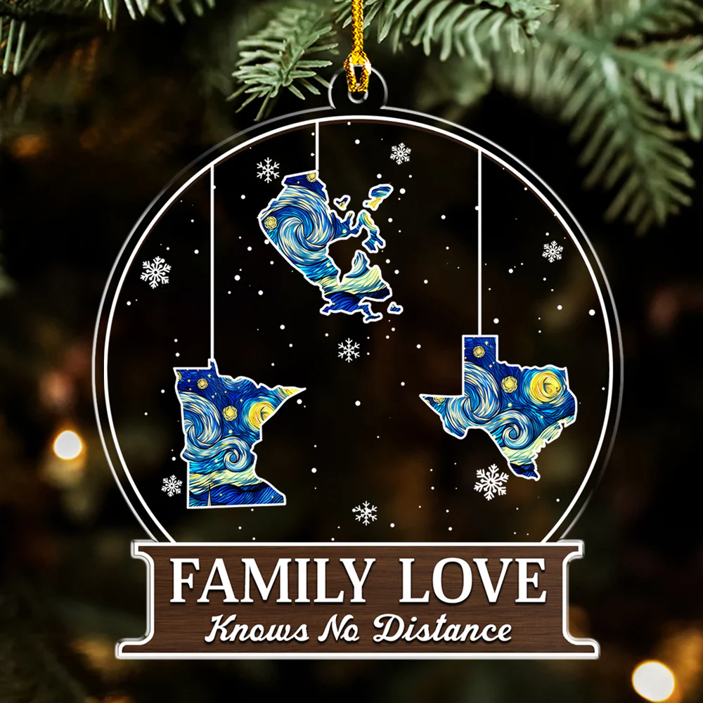 The Love Between Family Knows No Distance - Personalized Custom Acrylic Ornament - Image 4