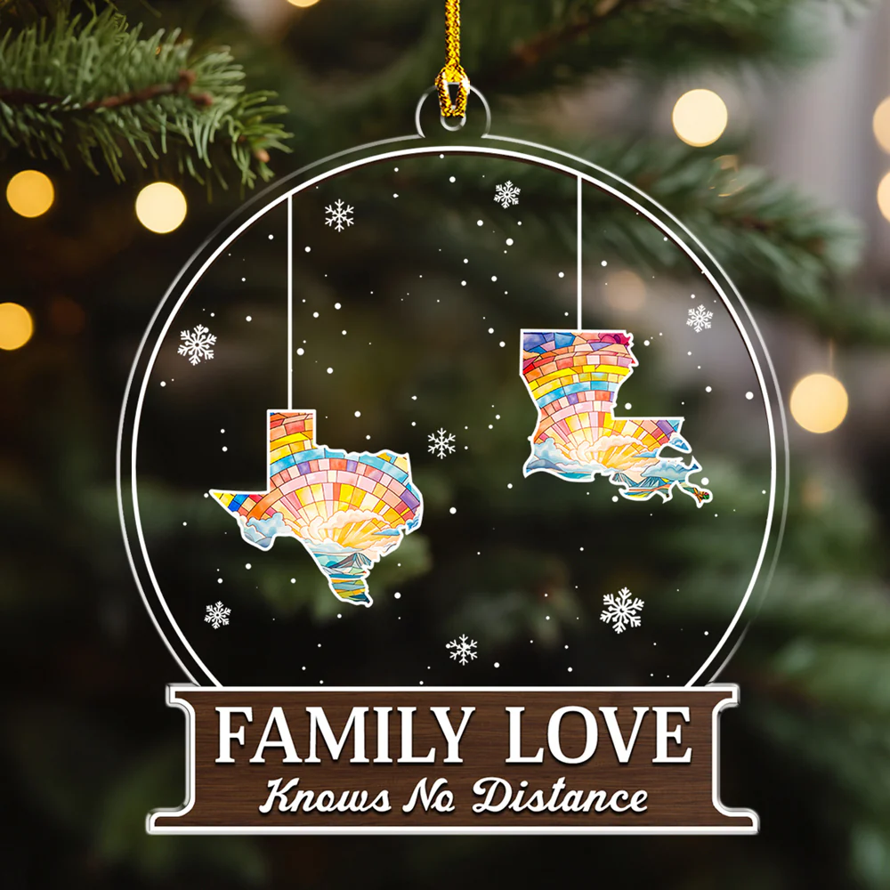The Love Between Family Knows No Distance - Personalized Custom Acrylic Ornament - Image 5