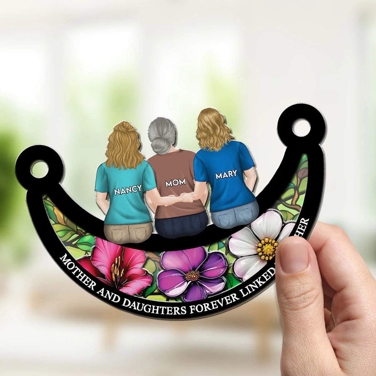 The Love Between Mom And Daughter - Personalized Custom Suncatcher - Image 2