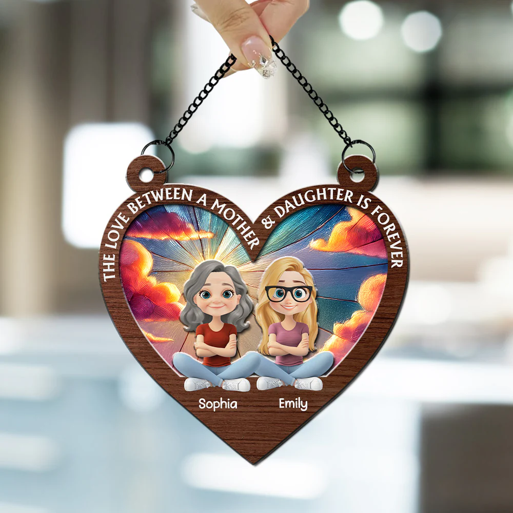 The Love Between Mother And Daughter - Personalized Custom Suncatcher - Image 3