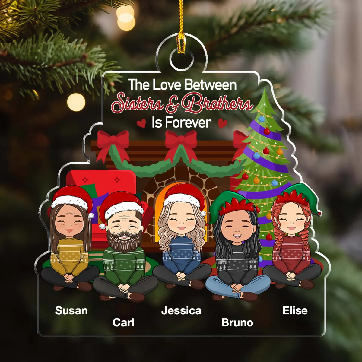 The Love Between Siblings Is Forever - Personalized Custom Acrylic Ornament - Image 3