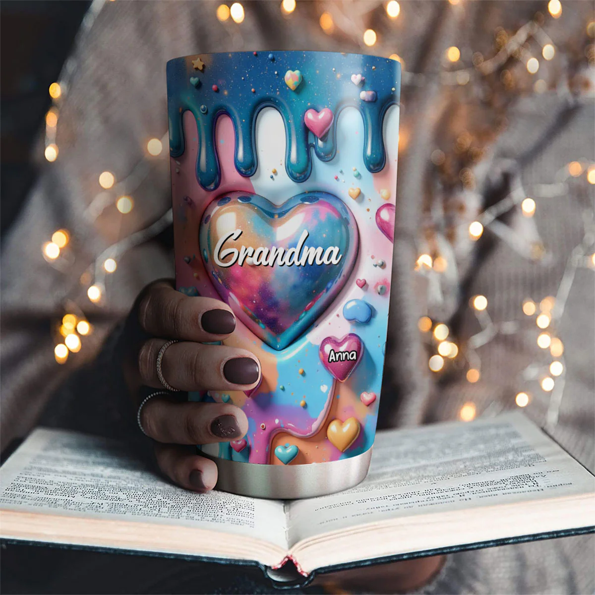 The Love For Grandkids Fills Your Heart Endlessly - Personalized Custom 3D Inflated Effect Tumbler - Image 2