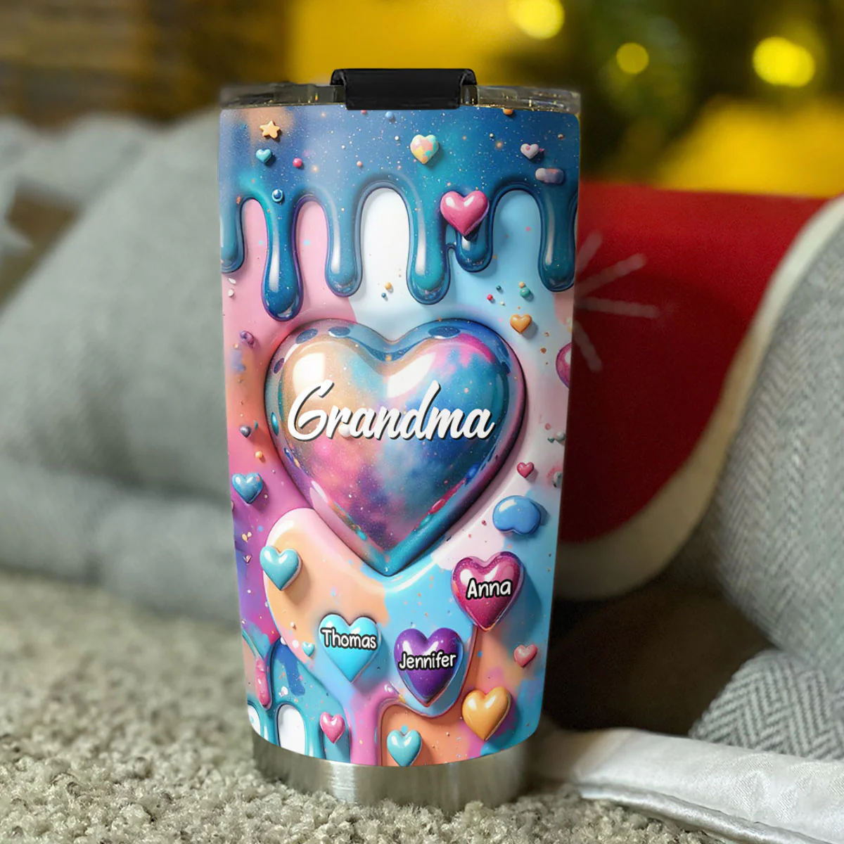 The Love For Grandkids Fills Your Heart Endlessly - Personalized Custom 3D Inflated Effect Tumbler - Image 3