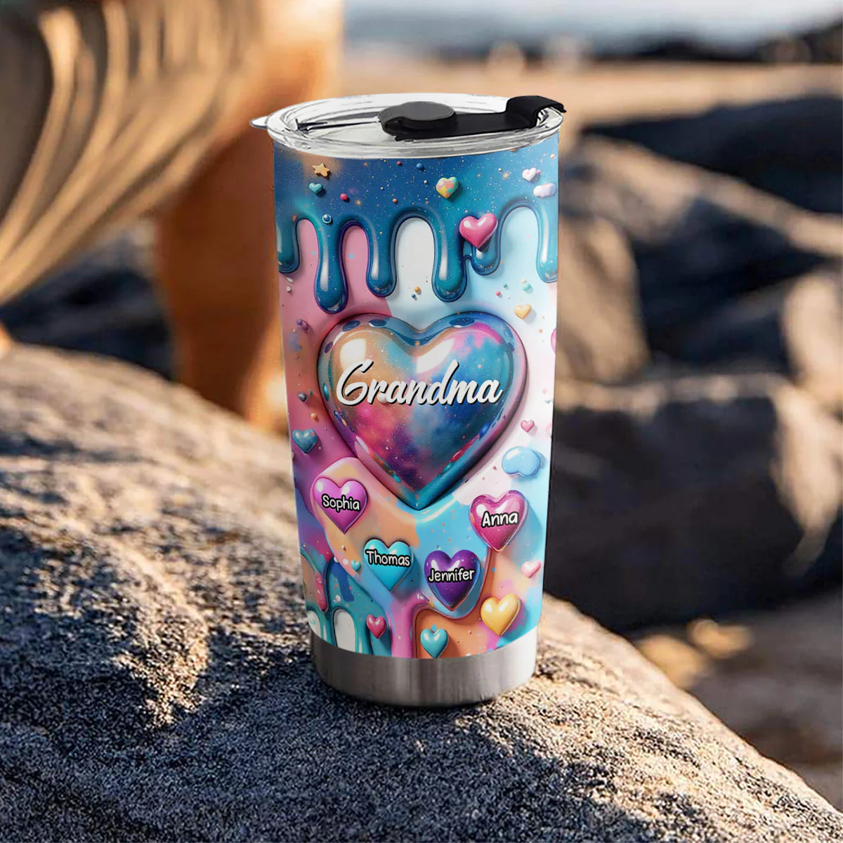 The Love For Grandkids Fills Your Heart Endlessly - Personalized Custom 3D Inflated Effect Tumbler - Image 4